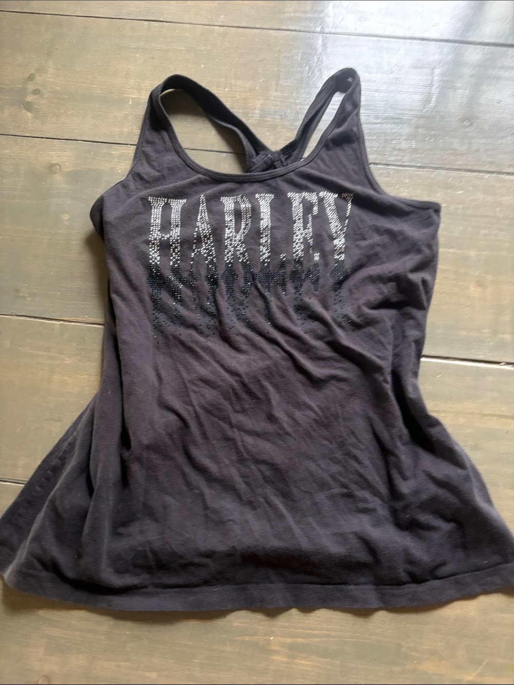 Harley-Davidson Black Rhinestone Graphic Racerback Tank